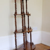 Walnut Étagère With Waterfall Shelves  & Barley Twist Columns