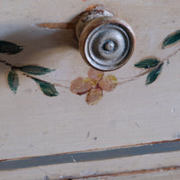 Close up of the painted drawer knob - Antique French Painted Commode with Central Deep Drawer, Circa 1800