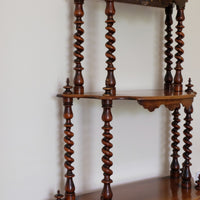 Walnut Étagère With Waterfall Shelves  & Barley Twist Columns