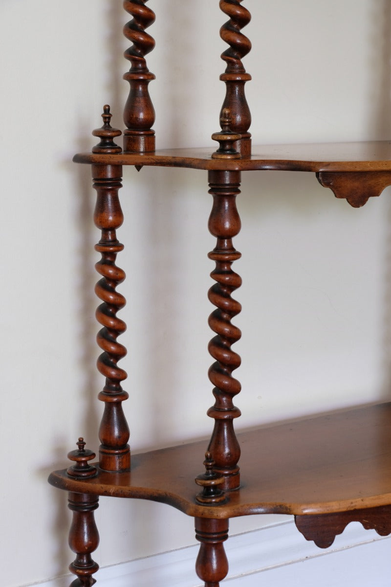 Walnut Étagère With Waterfall Shelves  & Barley Twist Columns