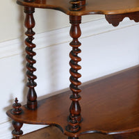 Walnut Étagère With Waterfall Shelves  & Barley Twist Columns