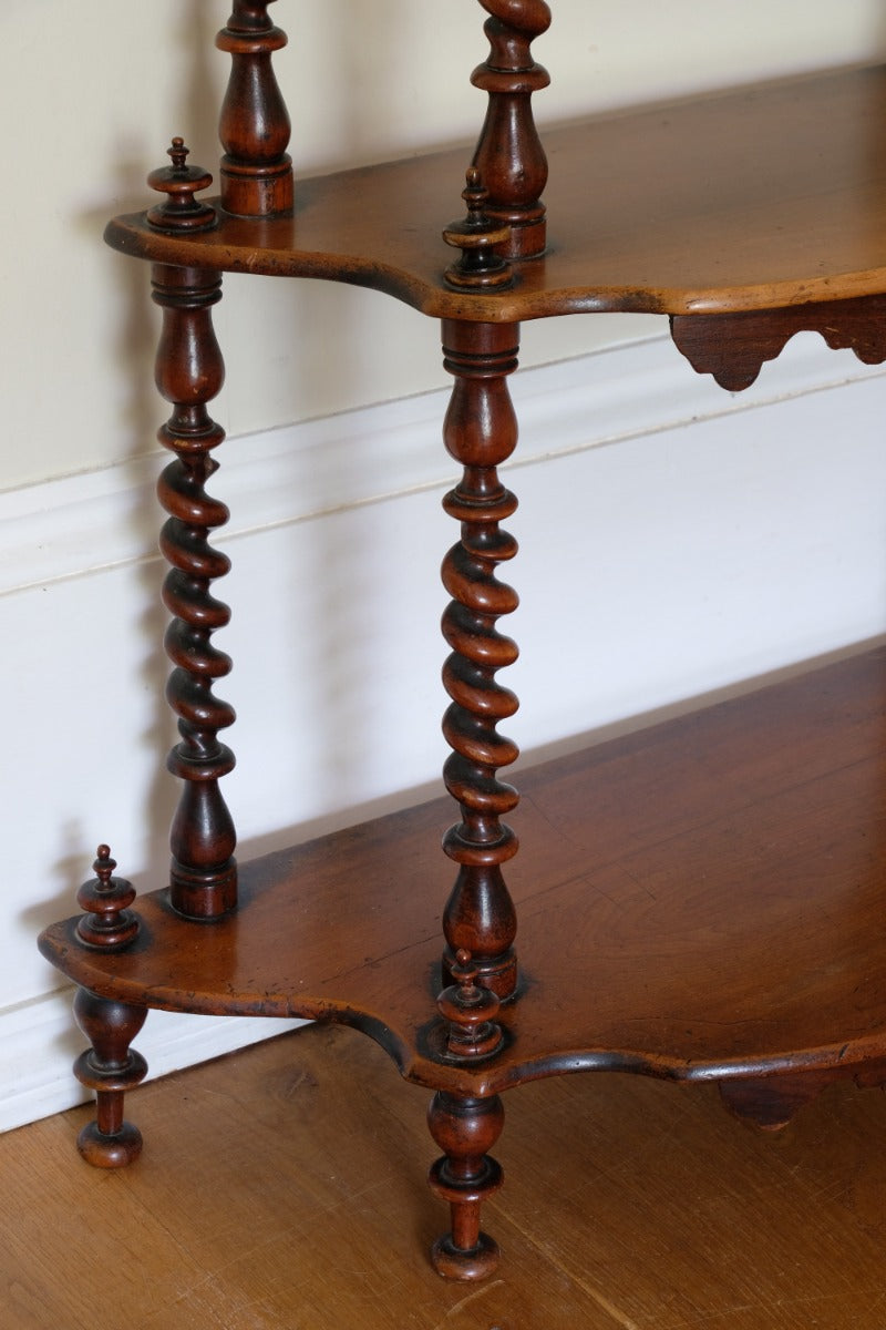 Walnut Étagère With Waterfall Shelves  & Barley Twist Columns