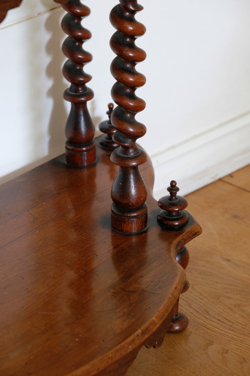 Walnut Étagère With Waterfall Shelves  & Barley Twist Columns