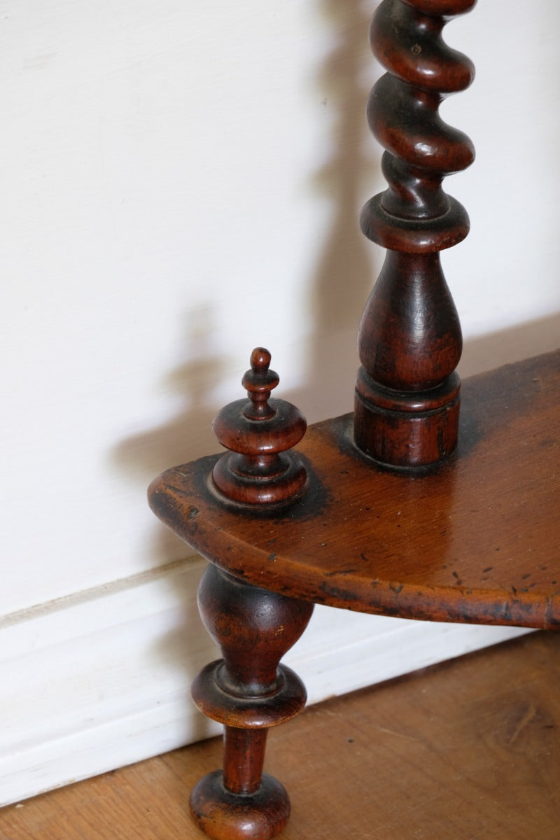 Walnut Étagère With Waterfall Shelves  & Barley Twist Columns