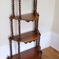 Walnut Étagère With Waterfall Shelves  & Barley Twist Columns