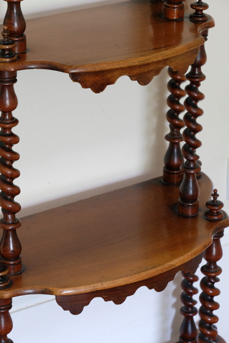 Walnut Étagère With Waterfall Shelves  & Barley Twist Columns