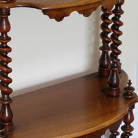 Walnut Étagère With Waterfall Shelves  & Barley Twist Columns