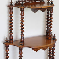 Walnut Étagère With Waterfall Shelves  & Barley Twist Columns