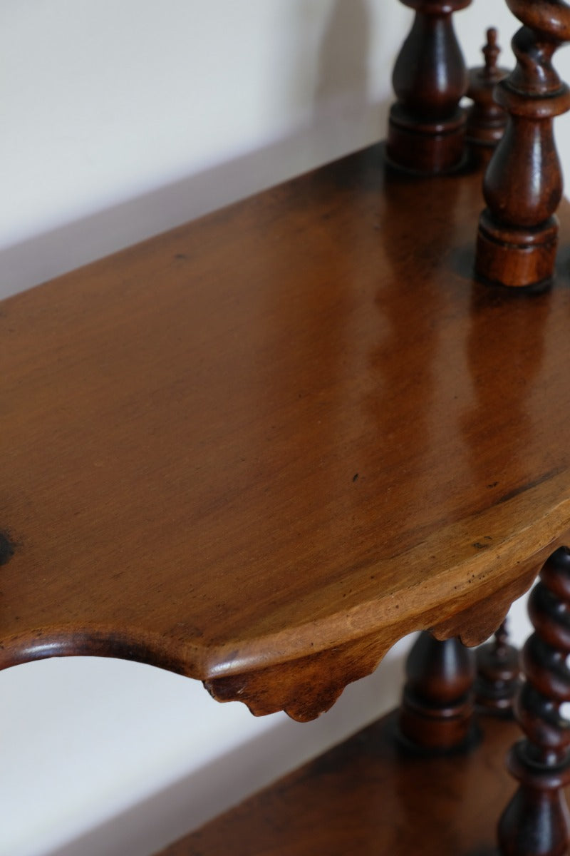 Walnut Étagère With Waterfall Shelves  & Barley Twist Columns