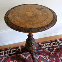 19th Century Burr Walnut & Marquetry Round Side Table