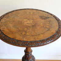 19th Century Burr Walnut & Marquetry Round Side Table