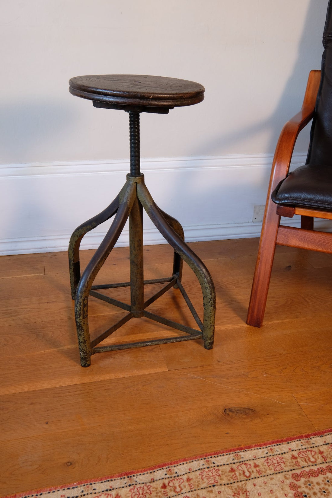 Raised Industrial Swivel Stool, Circa 1950
