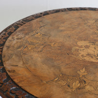 19th Century Burr Walnut & Marquetry Round Side Table