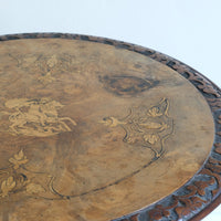 19th Century Burr Walnut & Marquetry Round Side Table