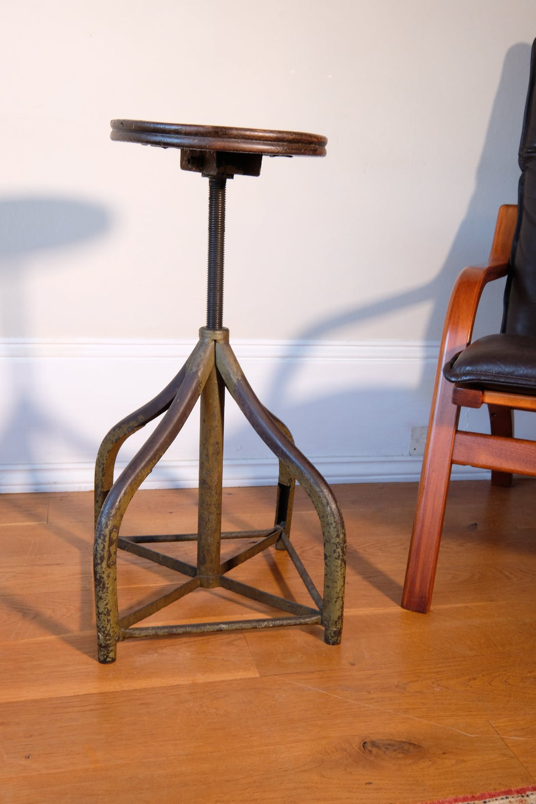 Raised Industrial Swivel Stool, Circa 1950