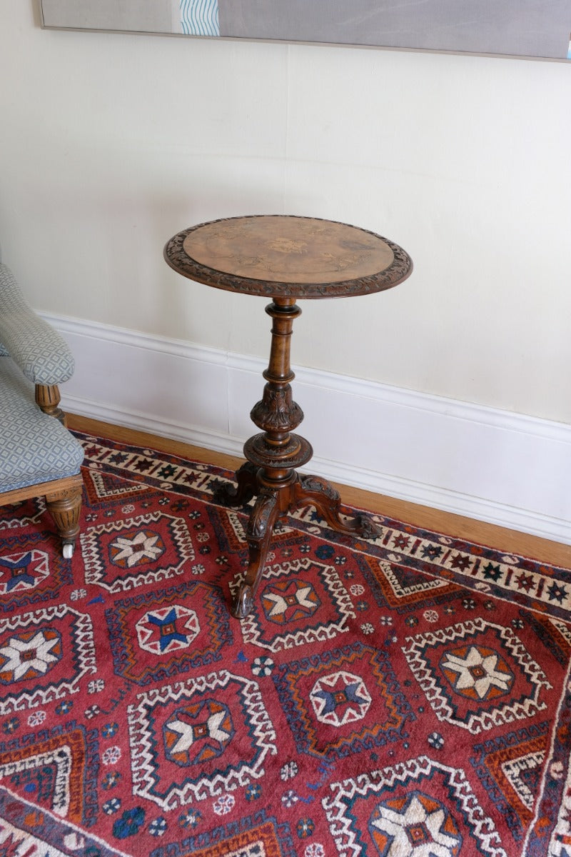 19th Century Burr Walnut & Marquetry Round Side Table