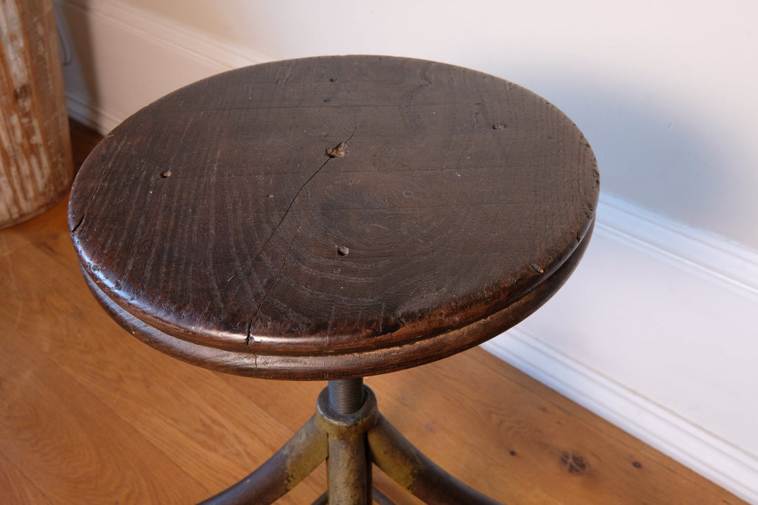 Close up of the seat - An Industrial Swivel Stool, Circa 1950