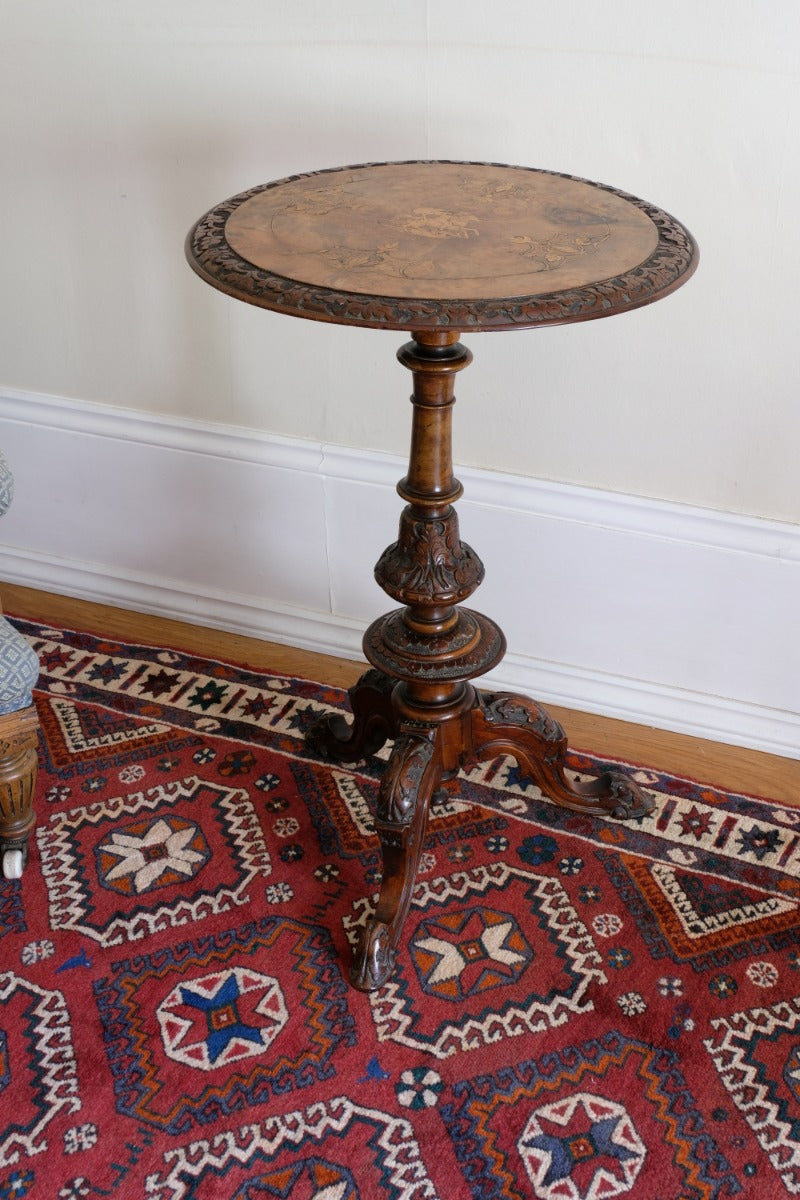 19th Century Burr Walnut & Marquetry Round Side Table