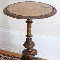 19th Century Burr Walnut & Marquetry Round Side Table