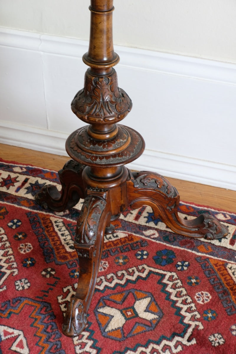 19th Century Burr Walnut & Marquetry Round Side Table