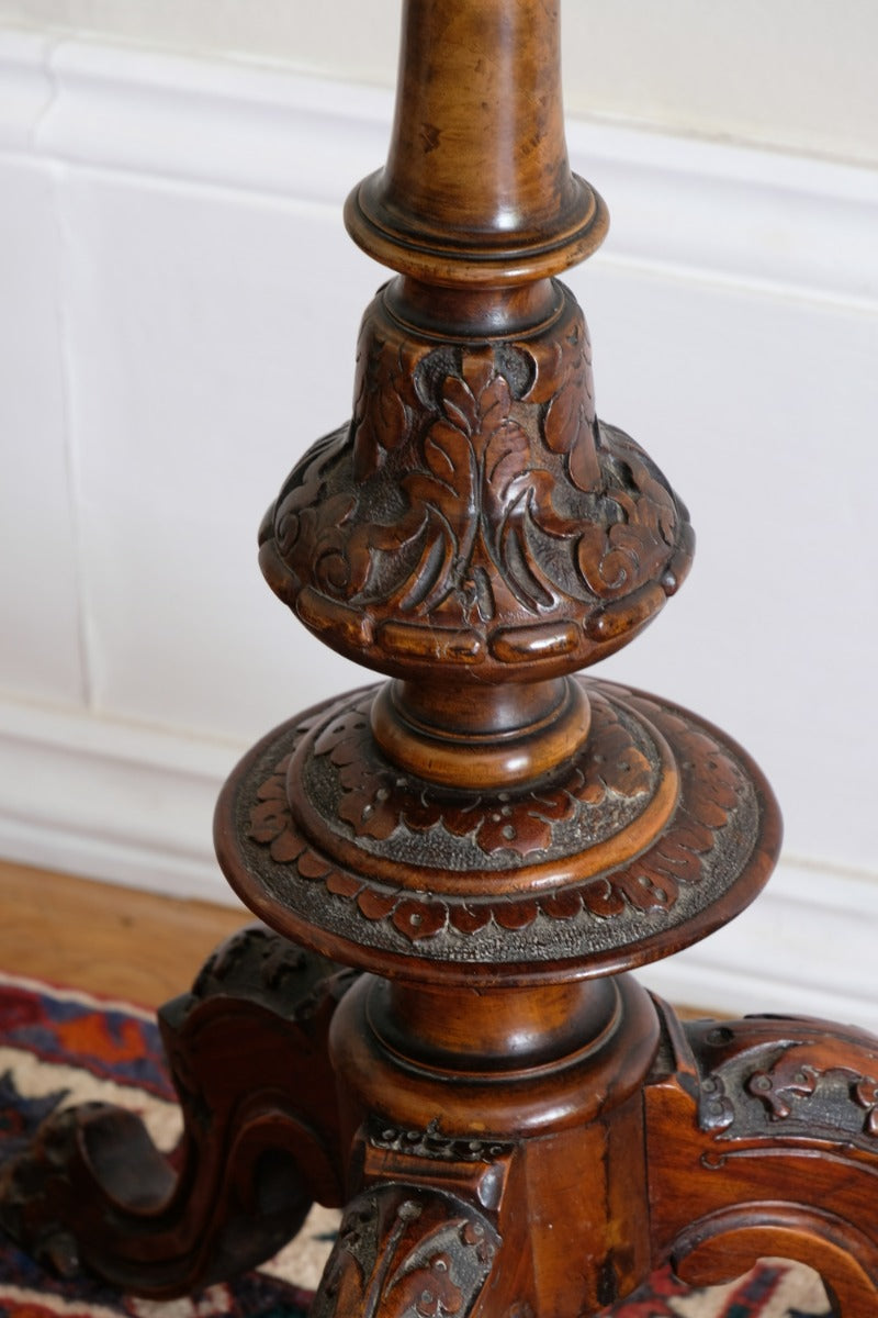 19th Century Burr Walnut & Marquetry Round Side Table