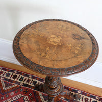 19th Century Burr Walnut & Marquetry Round Side Table