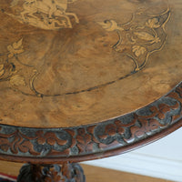 19th Century Burr Walnut & Marquetry Round Side Table