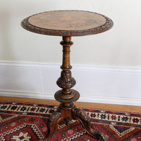 19th Century Burr Walnut & Marquetry Round Side Table