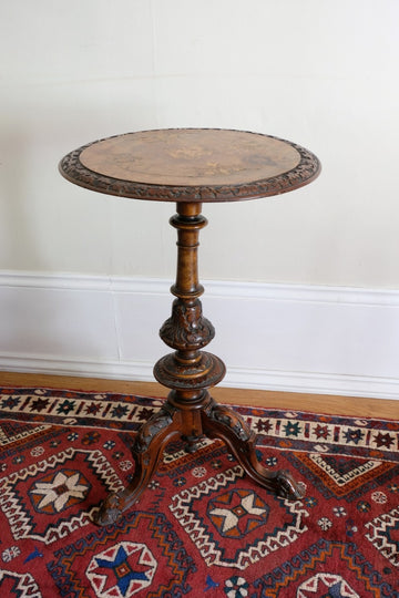 19th Century Burr Walnut & Marquetry Round Side Table