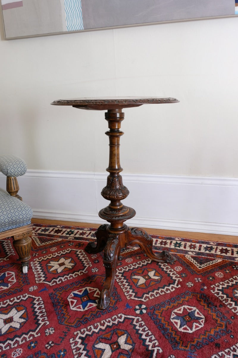 19th Century Burr Walnut & Marquetry Round Side Table