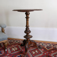 19th Century Burr Walnut & Marquetry Round Side Table