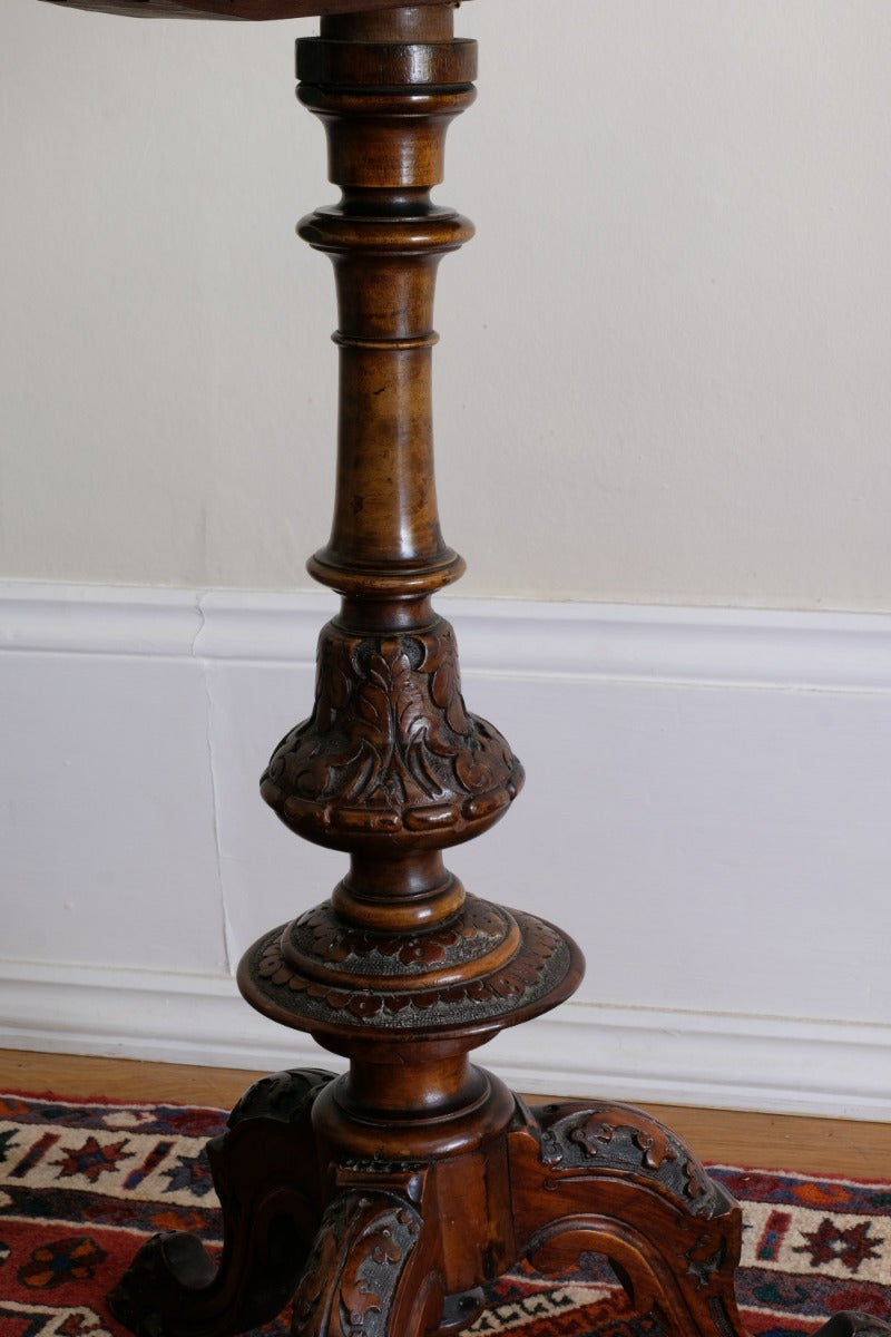 19th Century Burr Walnut & Marquetry Round Side Table