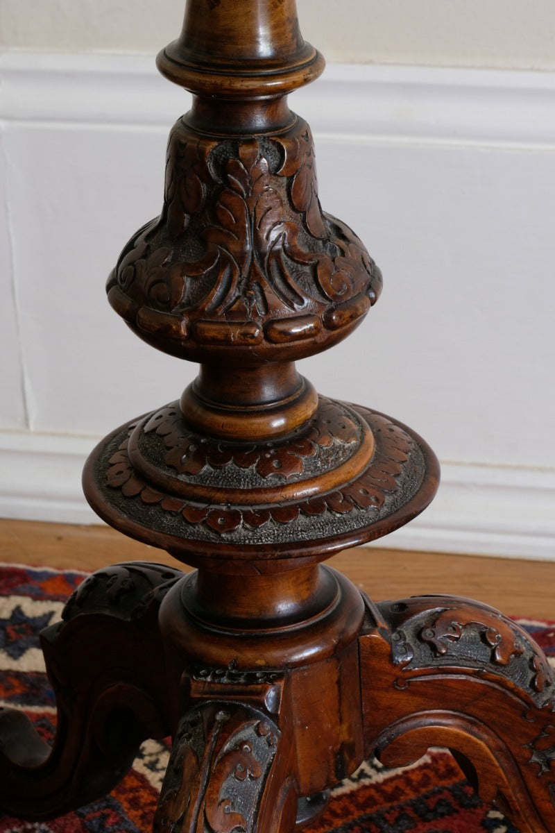 19th Century Burr Walnut & Marquetry Round Side Table