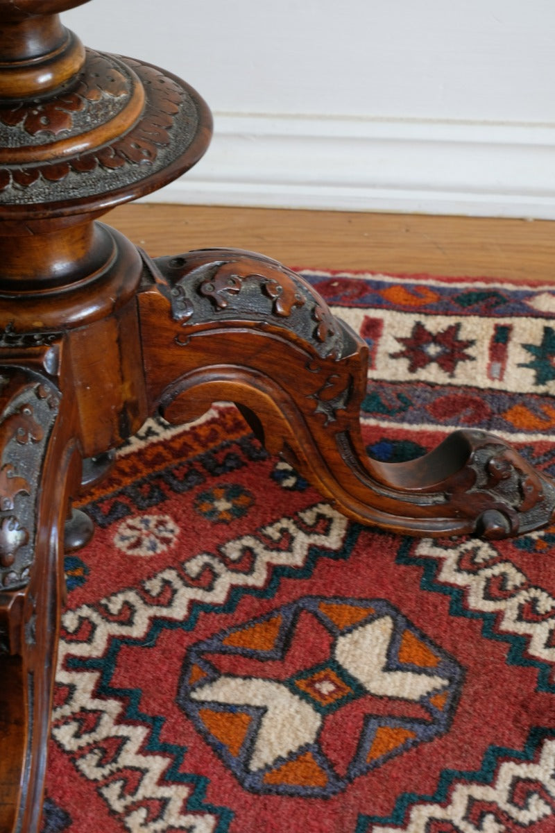 19th Century Burr Walnut & Marquetry Round Side Table