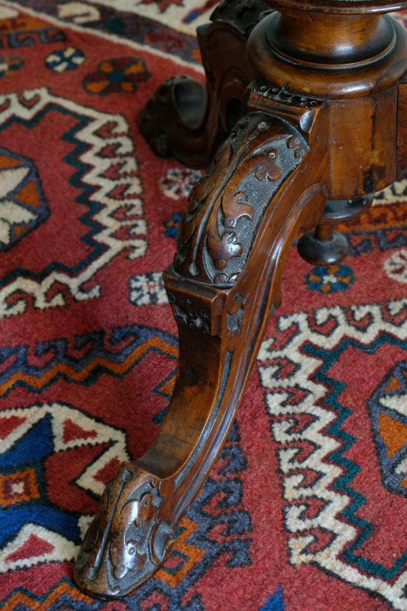 19th Century Burr Walnut & Marquetry Round Side Table