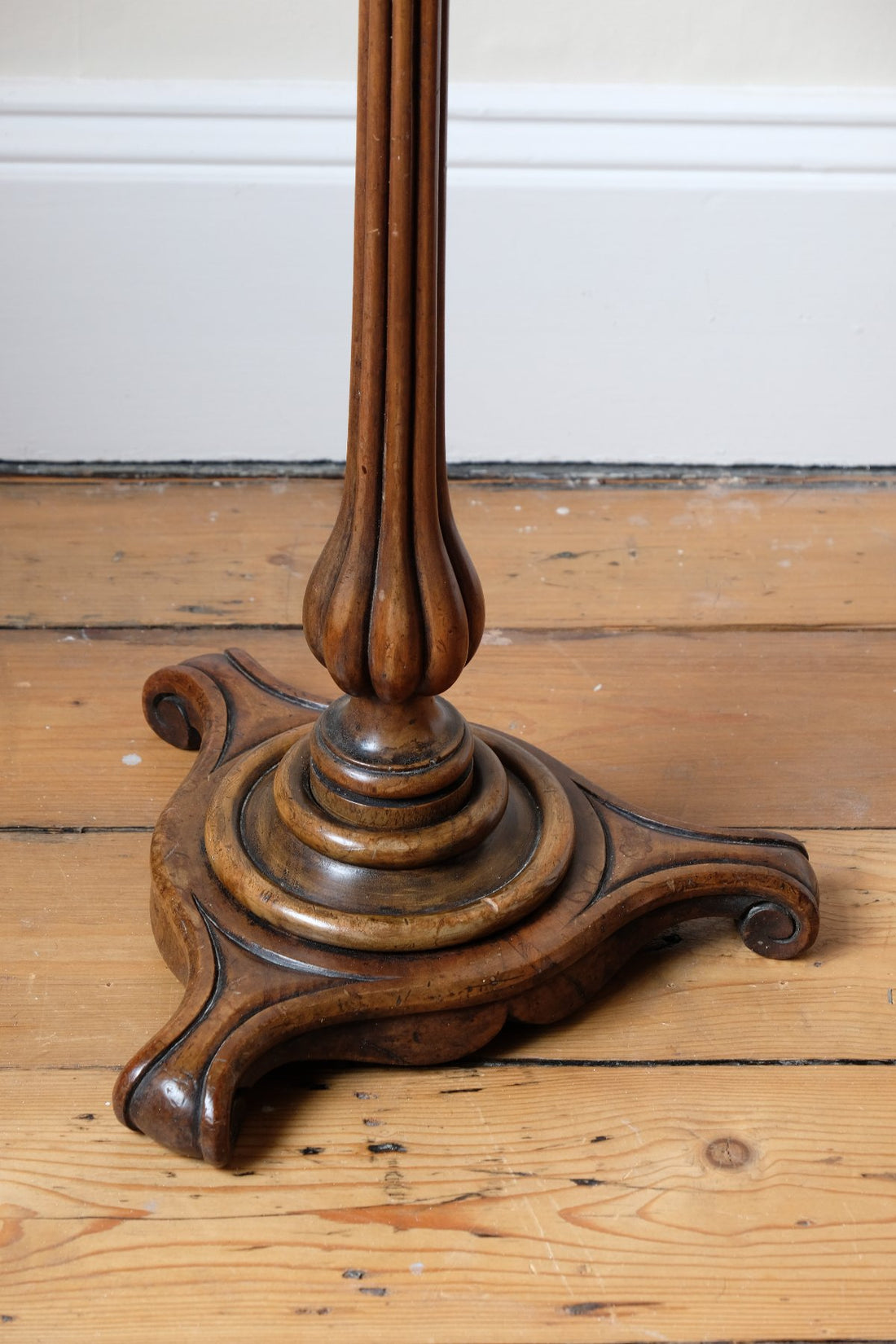 English Regency Burr Walnut Candlestand Table Circa 1815–1825 with Tripod Weighted Base