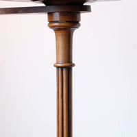 English Regency solid walnut candlestand table with burr walnut top and tulip-shaped sconce