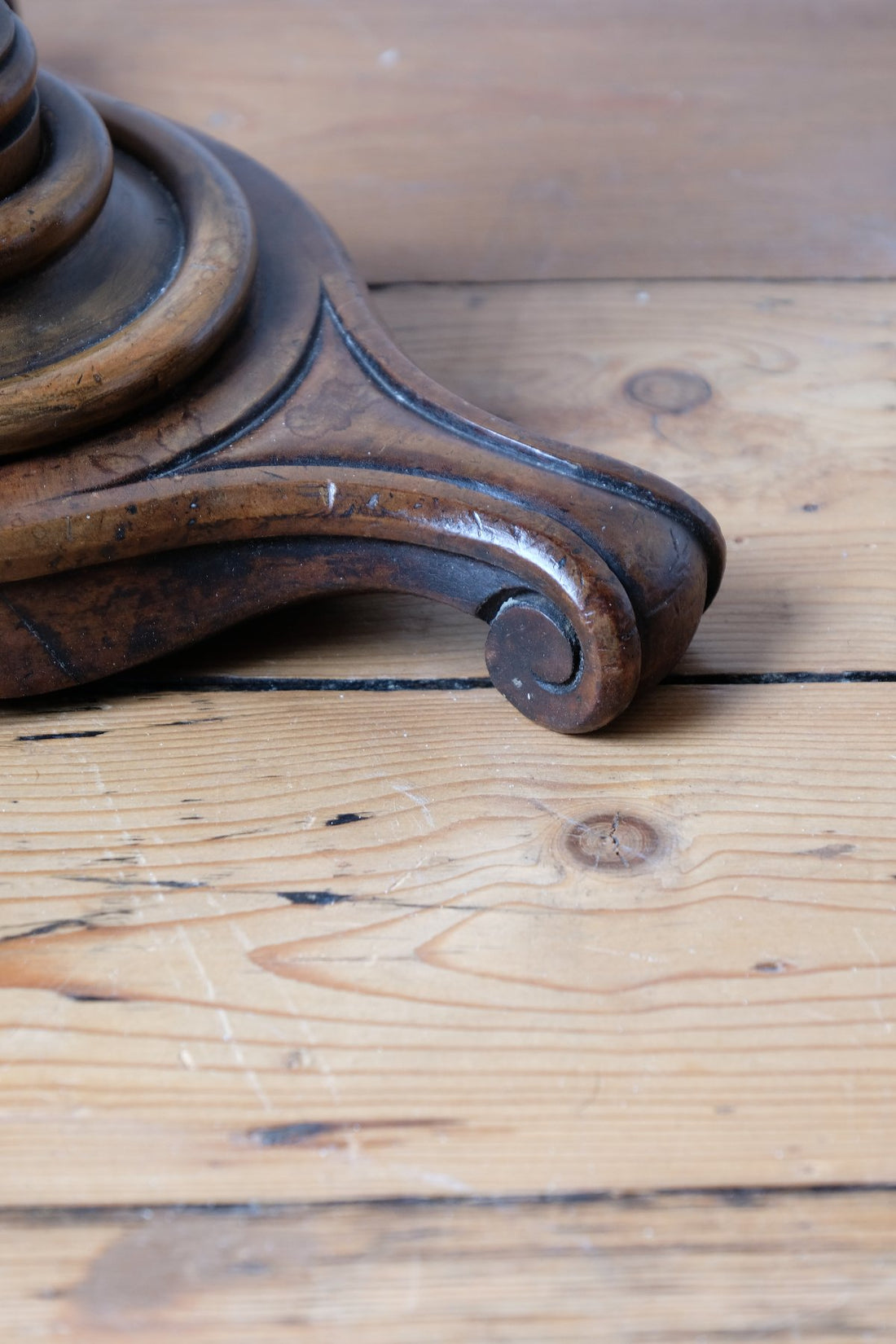 English Regency solid walnut candlestand table with burr walnut top and tulip-shaped sconce