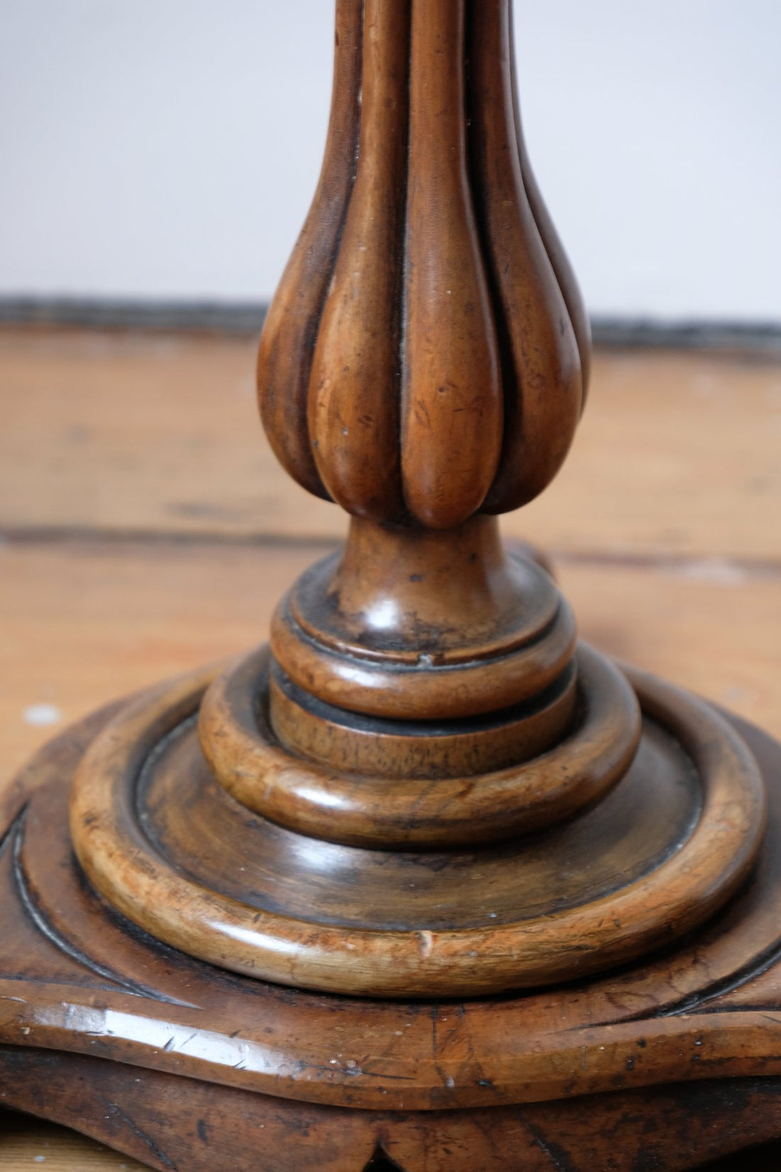 English Regency Burr Walnut Candlestand Table Circa 1815–1825 with Tripod Weighted Base