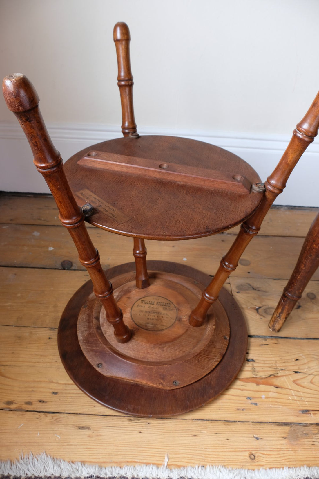 William Gerrard mahogany cricket table with faux bamboo legs
