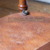 Original assembly instructions plus a location mark and original leather washers - William Gerrard mahogany cricket table with faux bamboo legs 