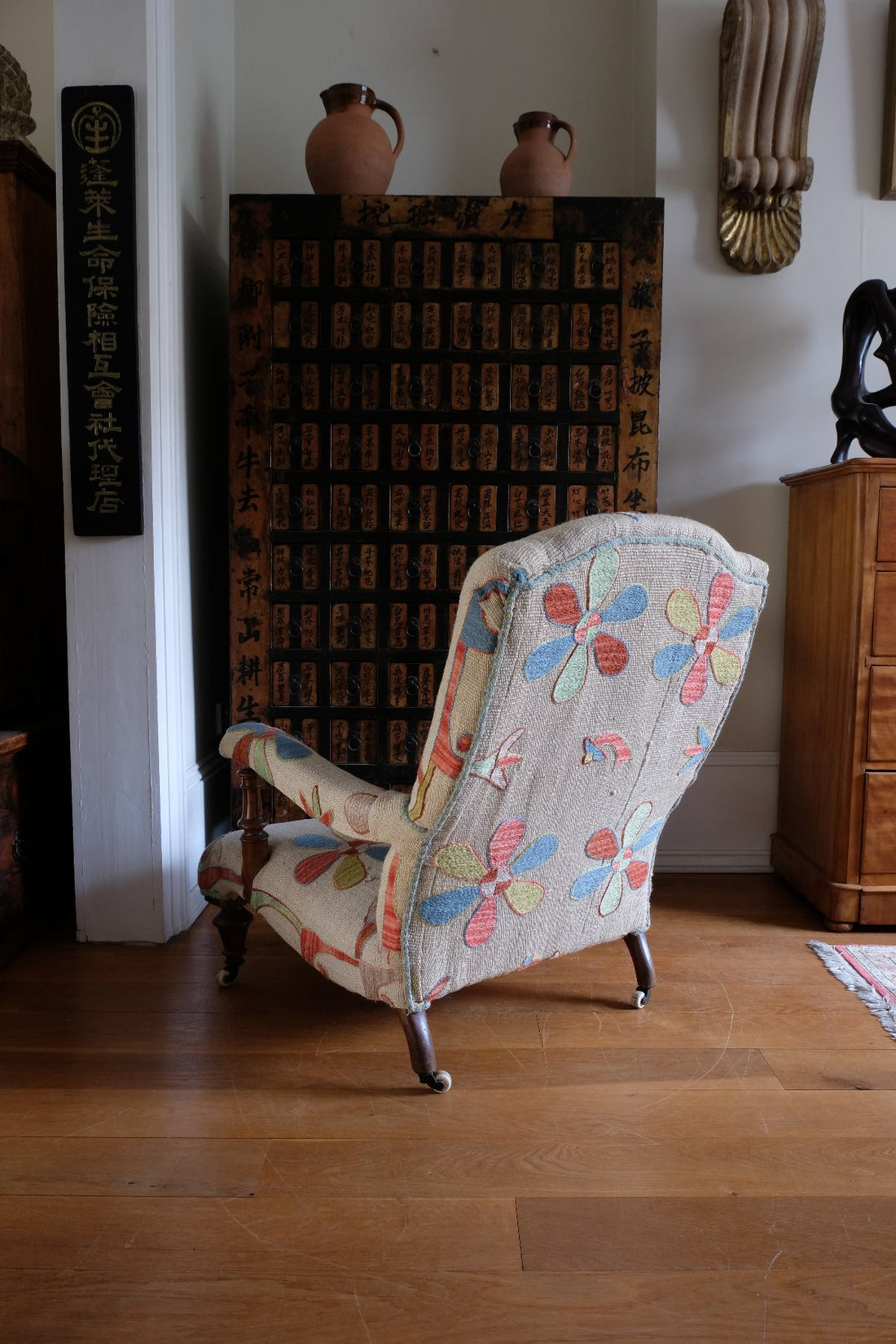 Afghan Suzani Kilim Upholstered 19th Century Country House Armchair