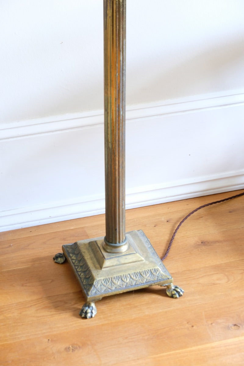 19th Century Paw Feet Brass Base Standard Lamp