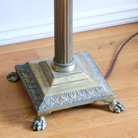 19th Century Paw Feet Brass Base Standard Lamp