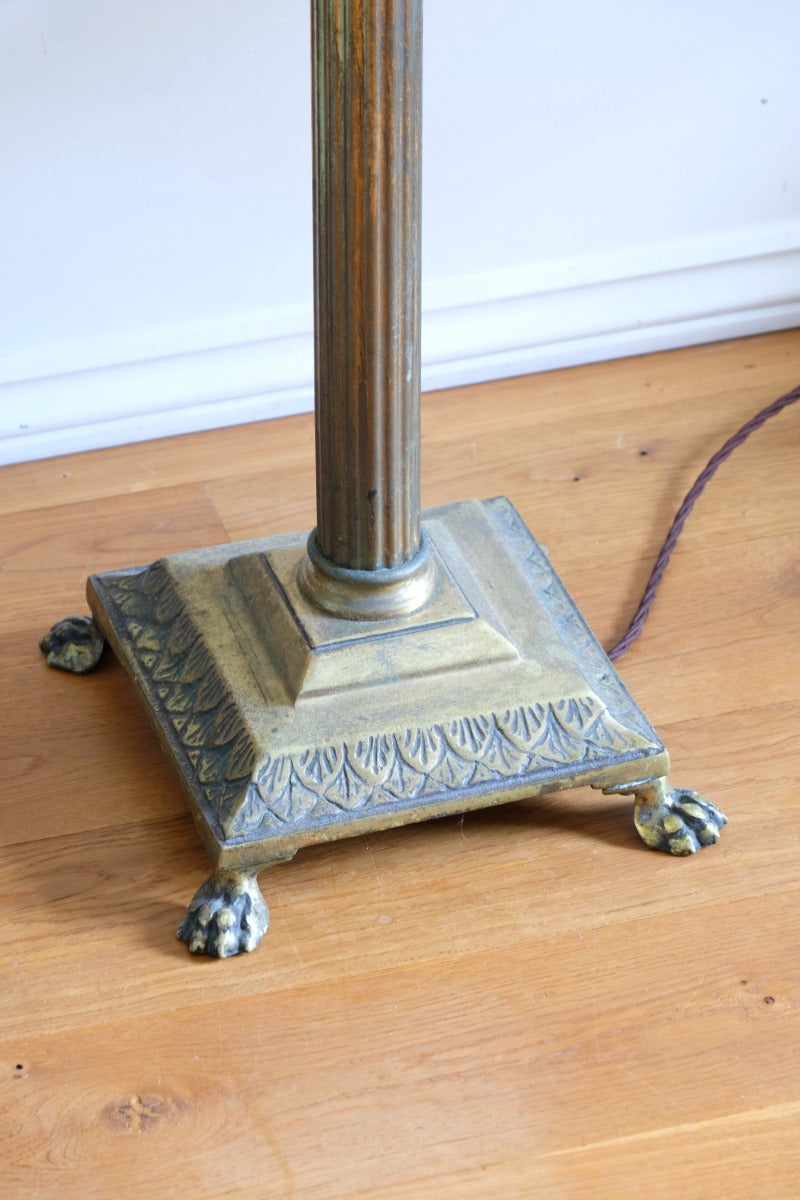 19th Century Paw Feet Brass Base Standard Lamp