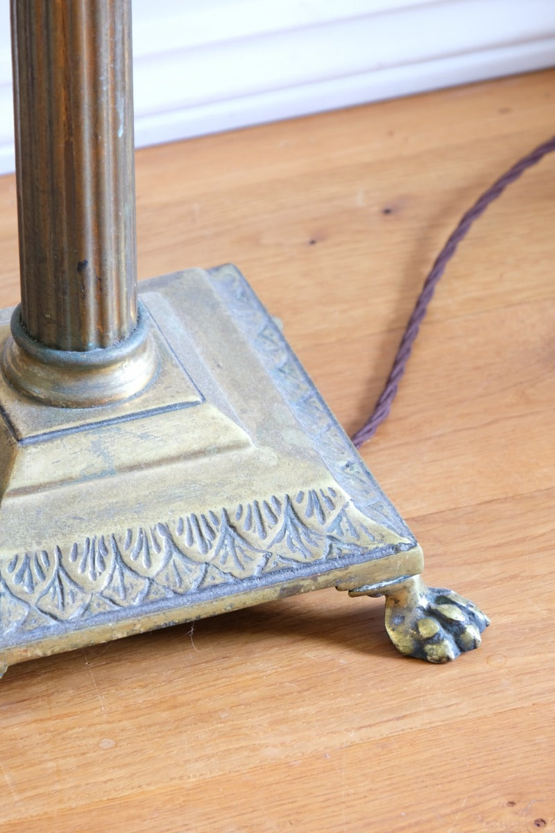 19th Century Paw Feet Brass Base Standard Lamp