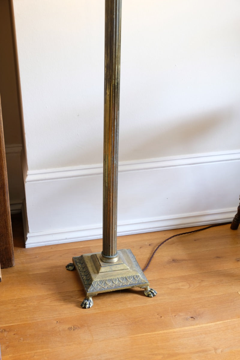 19th Century Paw Feet Brass Base Standard Lamp