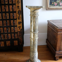 Antique Verd Antique green brecciated marble pedestal column Victorian display stand