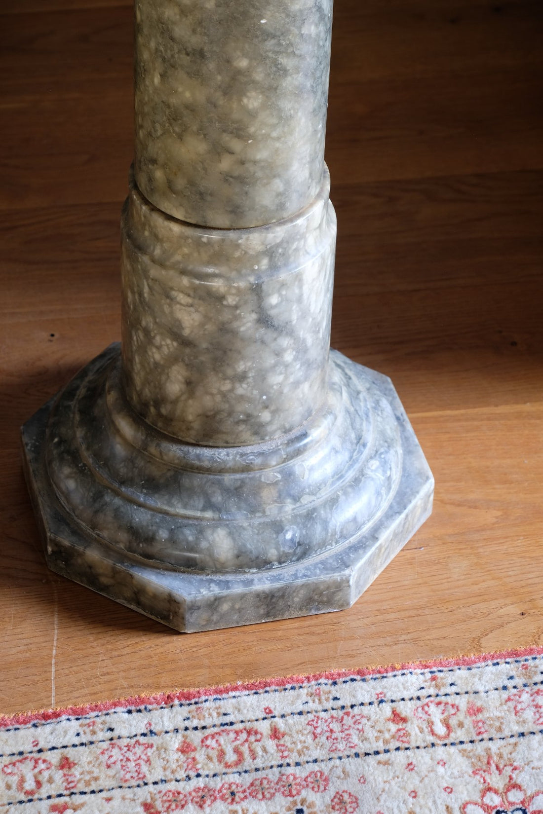 Antique Verd Antique green brecciated marble pedestal column Victorian display stand