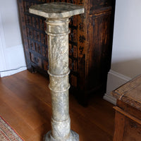 Antique Verd Antique green brecciated marble pedestal column Victorian display stand